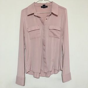 White House Black Market Pink Button Down Blouse